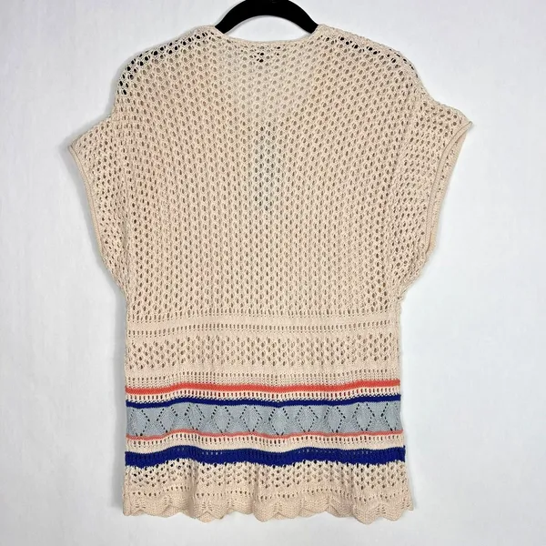Sanctuary Swim Cover Up Womens Small Ivory Multi Boho Open Knit Crochet Top - Image 2