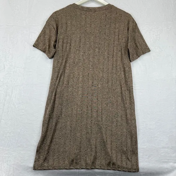 Zara Women M Ribbed V Neck Short‎ Sleeve Casual Dress Brown Collection B - Image 10