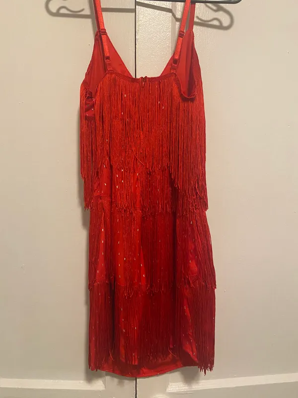 SheIn Red Fringe Dress - Image 4