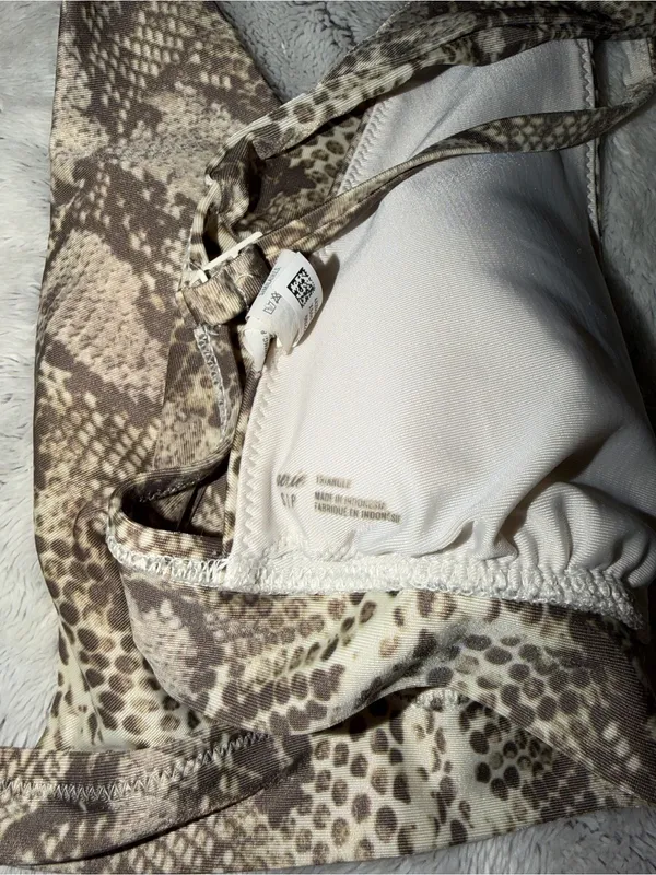 aerie Brown & Cream Snake-Print Bikini Top - Image 3