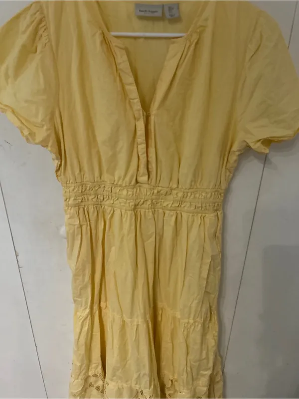 Haute Hippie Pale Yellow Midi Dress with Lace Trim - Image 9