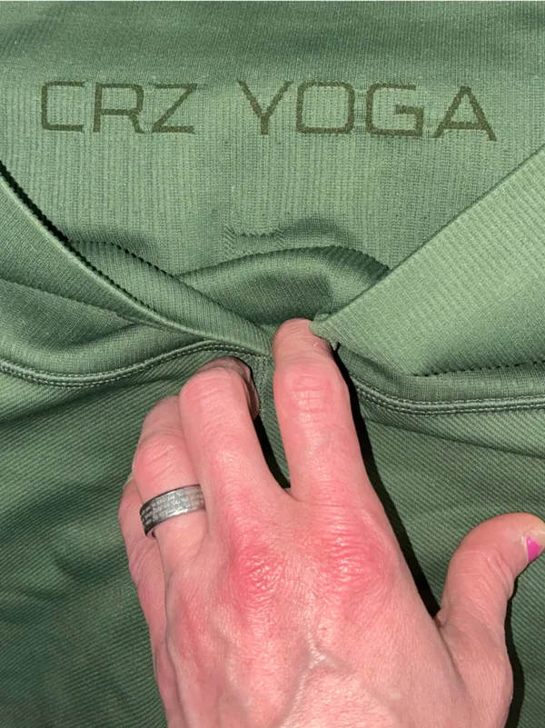 CRZ YOGA Olive Sculpting High-Waist Ribbed Leggings - Image 2