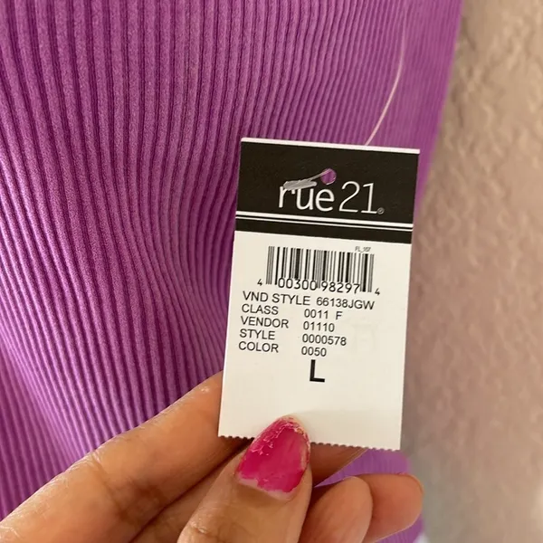 Purple ribbed tank‎ Size L NEW - Image 4