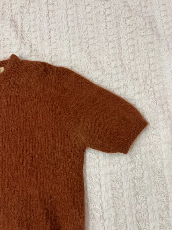 Cassidy Sweater Lambwool Angora Short Sleeve Brown Sz M - Image 5