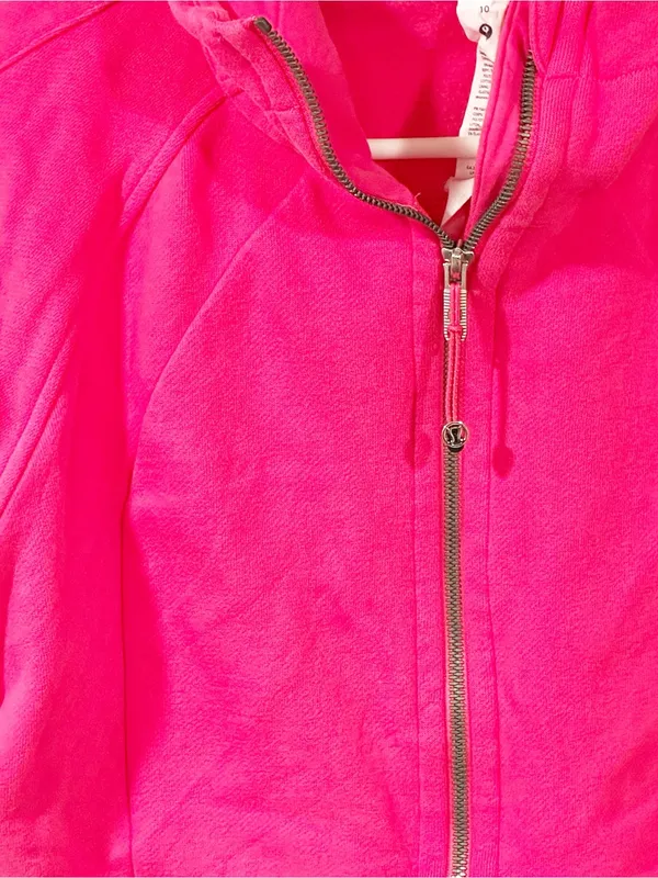 Lululemon Lip Gloss Pink Scuba Full Zip Cropped Hoodie Sweatshirt Size 10 - Image 2