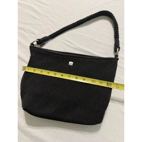 Lina Black Crochet Shoulder Bag Braided Strap Floral‎ Lining Hobo Handbag - Image 5