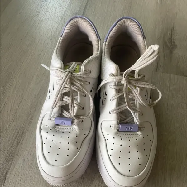 Nike Air Force 1 White and Purple Women's Sneakers - Image 2