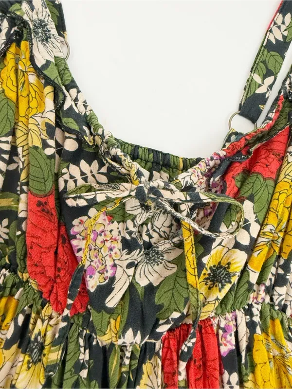 Natural Life Elizabeth Maxi Dress Black Red Poppy Floral Bohemian Hippie Boho - Image 8
