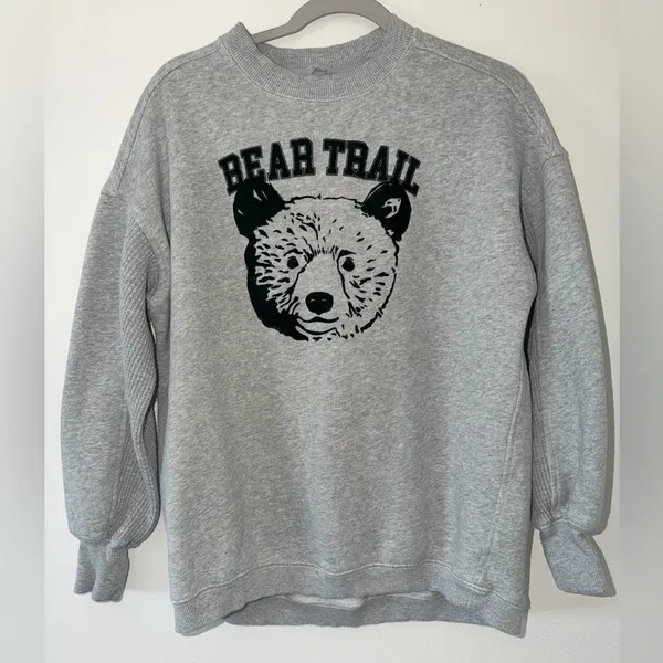 Aerie Bear Trail Gorpcore Gray Get Away Oversized Crewneck Sweatshirt size xxs - Image 3