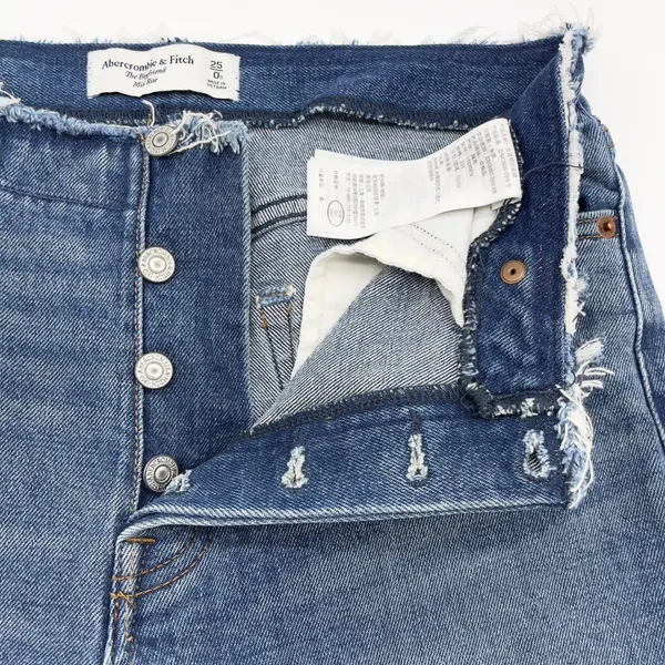 Abercrombie Fitch Womens Jeans 25 Distressed Boyfriend Mid Rise Raw Hem‎ Edgy - Image 7