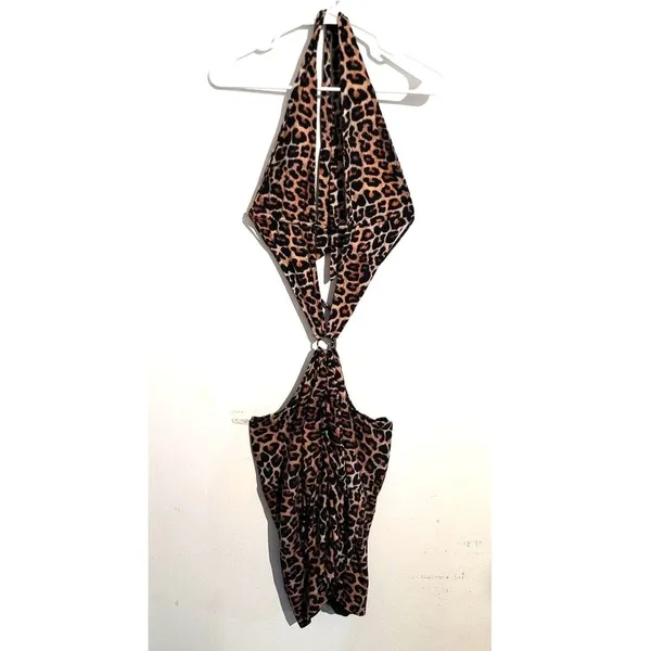 I.AM.GIA Kamilla Animal Leopard Cheetah Print Halter Mini Dress XL - Image 3