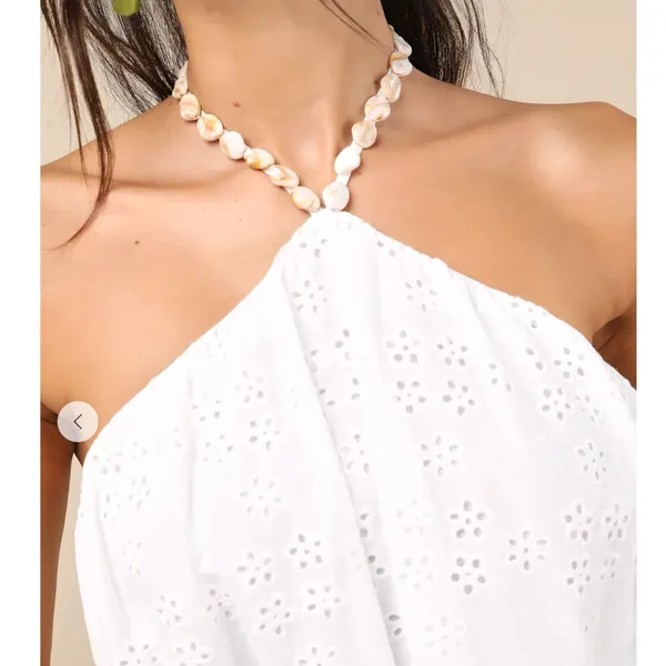 Lulus Mina White Cotton Resort Vacation Bridal Dress NWT Size S - Image 4