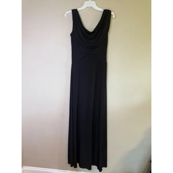 Melrose Black Sleeveless Cowl Neck Ruched Maxi Dress Evening Gown Womens Size 6 - Image 2