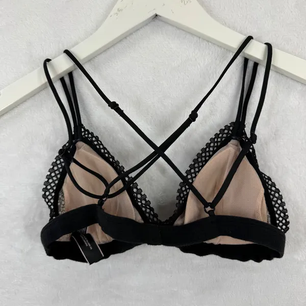 Victoria's Secret Black Lace‎ Strappy Back Bralette XS Unlined Wireless - Image 6