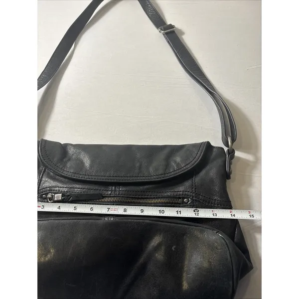The Sak Black 100% Leather‎ Purse Handbag Bag Magnetic Flap Foldover Soft - Image 14