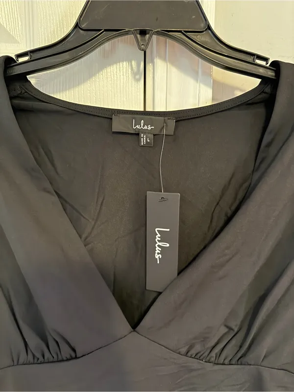 Lulu's Black Long-Sleeve V-Neck Stretch Bodysuit - Image 3