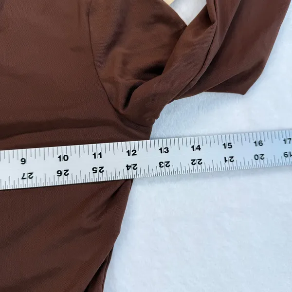 Meshki Blaire Bodysuit‎ Mesh Long Sleeve Chocolate Brown XS - Image 2