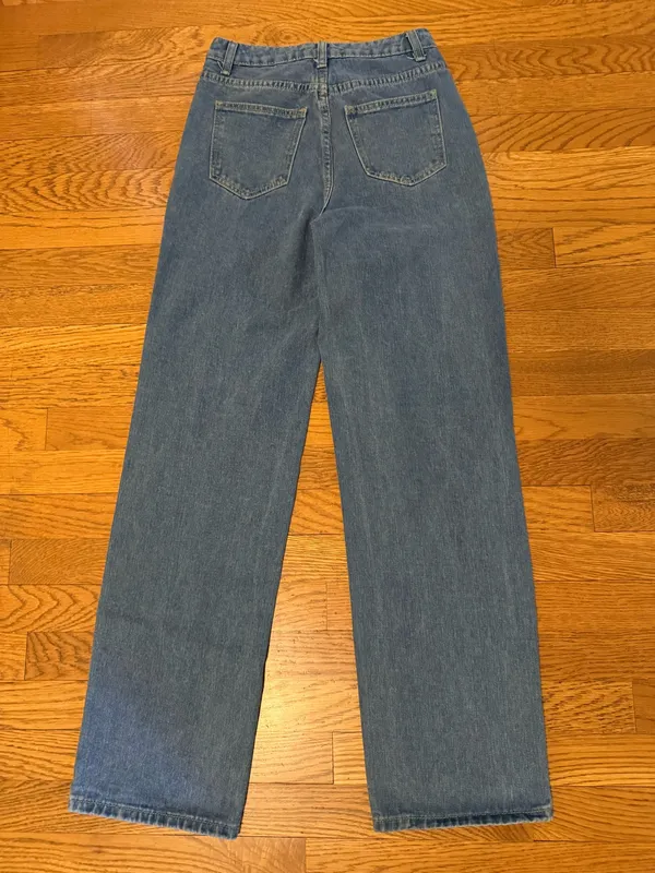 SheIn Straight / Wide Leg Patchwork Bandana Denim jeans in Blue size XS - Image 12