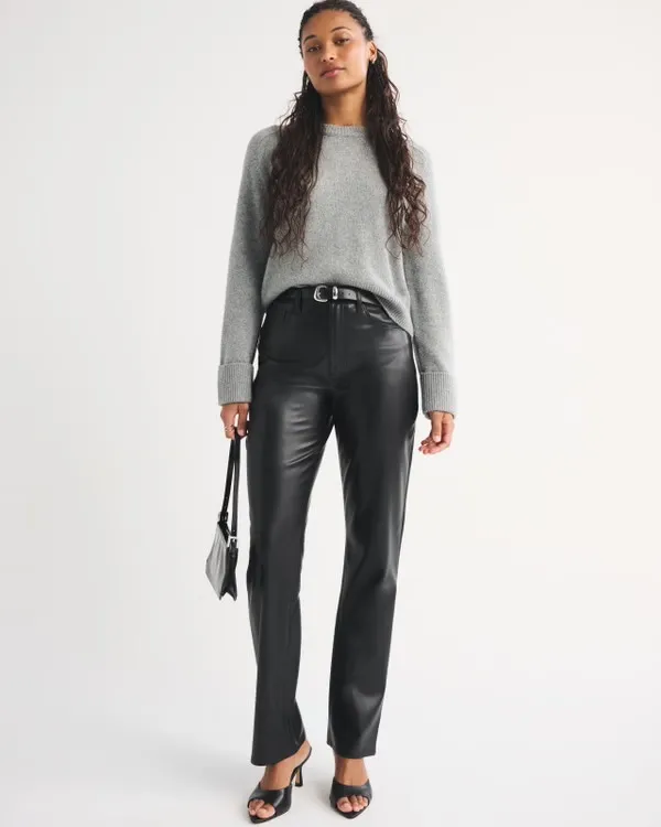 Abercrombie Curve Love ‘90s Straight Ultra High Rise Vegan Leather Pant - Image 2