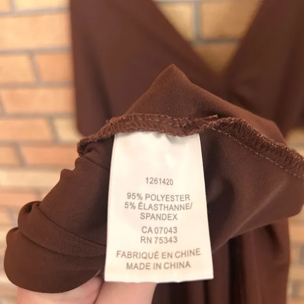 House of Harlow 1960 Draped Ruched Brown Slip Dress Beaded Detail Size Small - Image 5