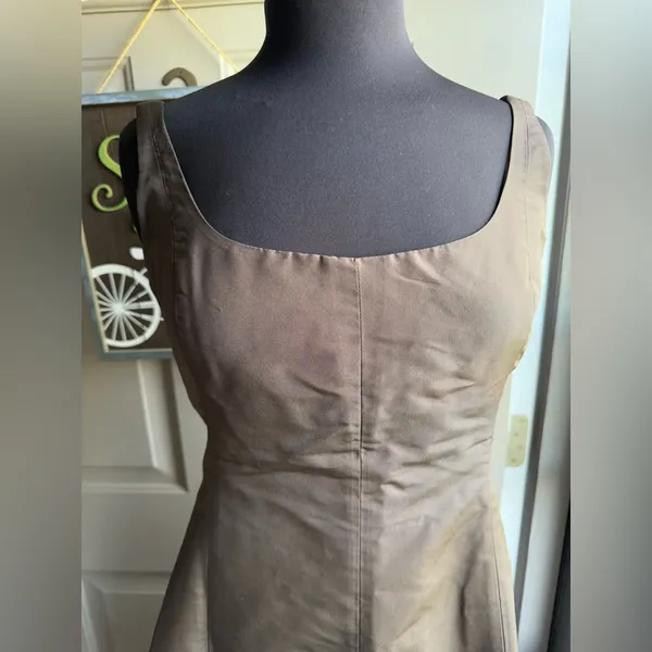 Vintage Y2K J. Crew brown silk holiday sleeveless dress, size 12 - Image 2