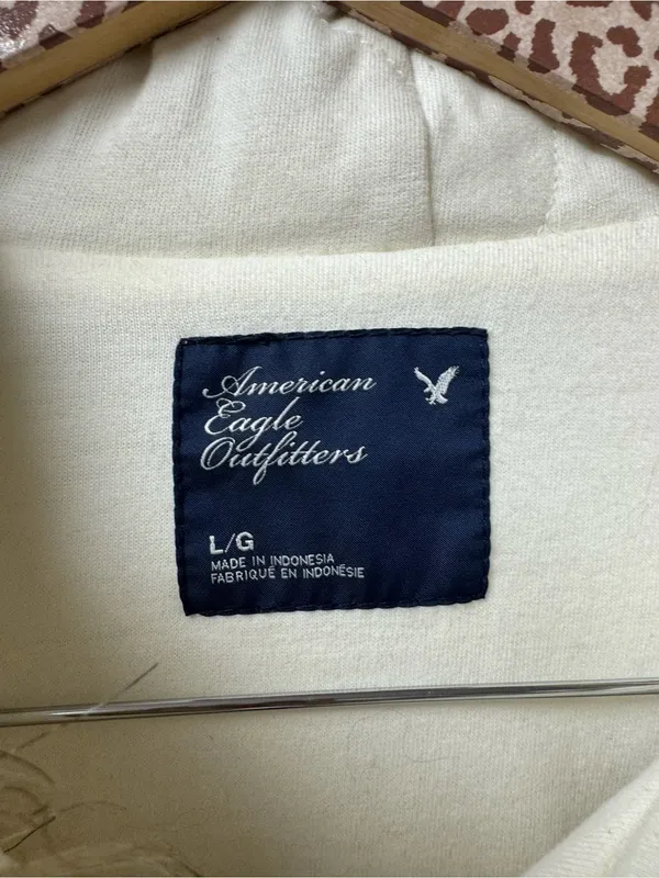 American Eagle Outfitters Faux Fur Hood Sweatshirt Full Zip Large NEW READ Y2K - Image 7