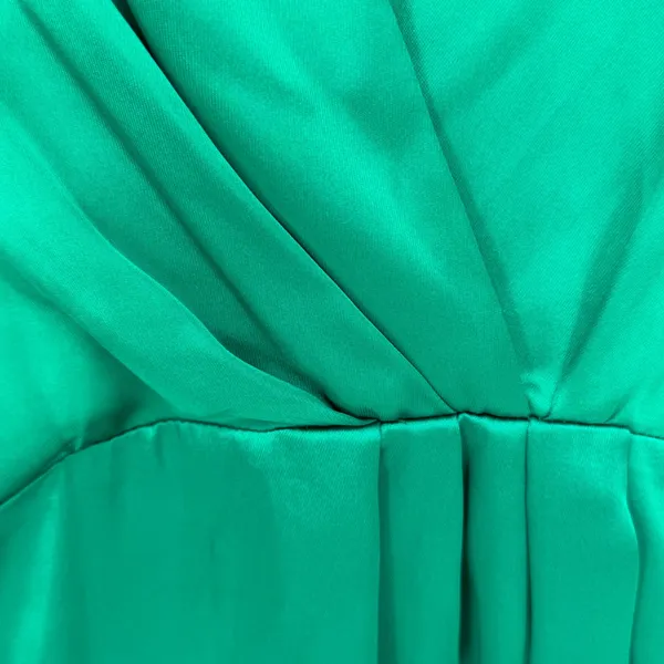 Zara Satin Feather Mini Autumn Wedding Guest Dress‎ Women XL Green Glam Holiday - Image 8