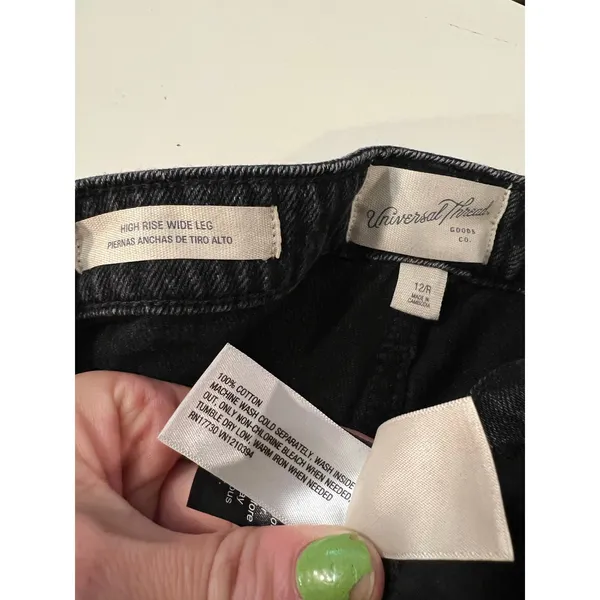 Universal Thread High Rise Wide Leg Black Cotton Denim Jeans Size 12 Regular - Image 5
