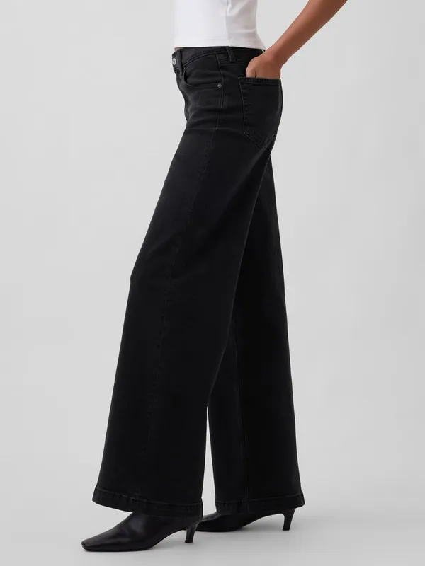 GAP • High Rise Stride Wide-Leg Jeans in Washed Black trouser regular inseam - Image 12