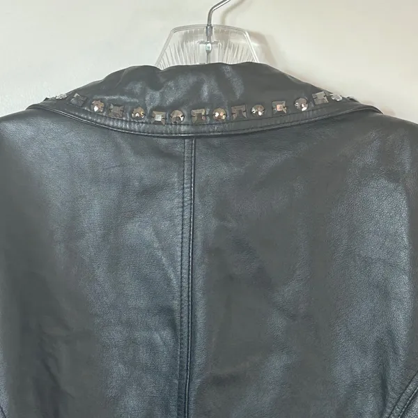 Sarah Kern Black Leather Studded Blazer Jacket Rocker Moto Edgy - Image 8