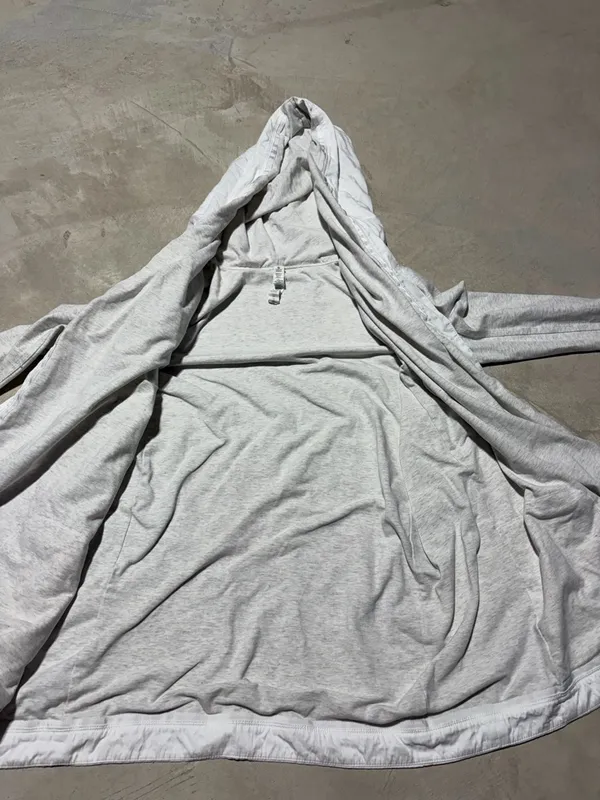 Lululemon Lightweight White Hooded cardigan m with Heather Gray/cream Sleeves 6 - Image 10