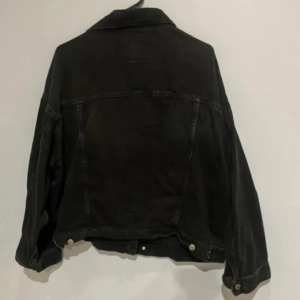 H&M divided denim Black Button Closure Jean Jacket Medium oversized #500 - Image 7