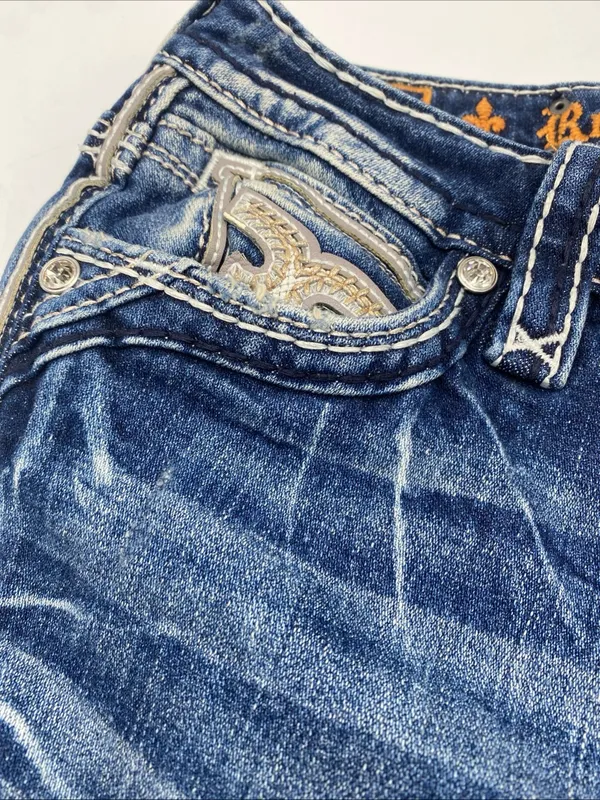 Rock Revival Rosalie Mid Rise Skinny Jeans Embellished Rhinestone Women 26 Denim - Image 6