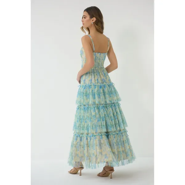 Hutch Madi Gown Watercolor Daffodil Tiered Tulle Maxi Dress NWT Size 2 - Image 5