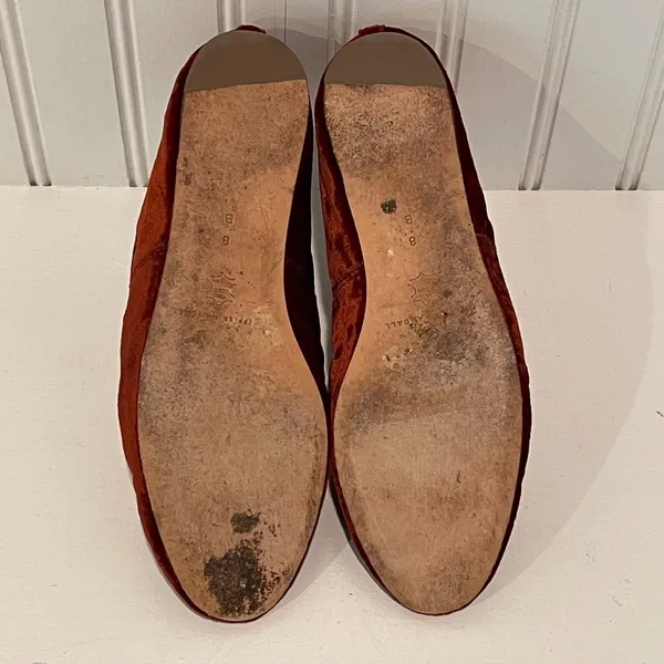 Loeffler Randall Ballet Flat Womens 8 Rust Velvet Mary Jane Bow Leonie Shoes - Image 6