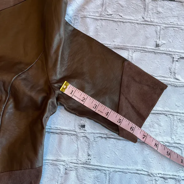 Venus Chocolate Brown Faux Leather & Suede Mini Dress Size 8. - Image 9