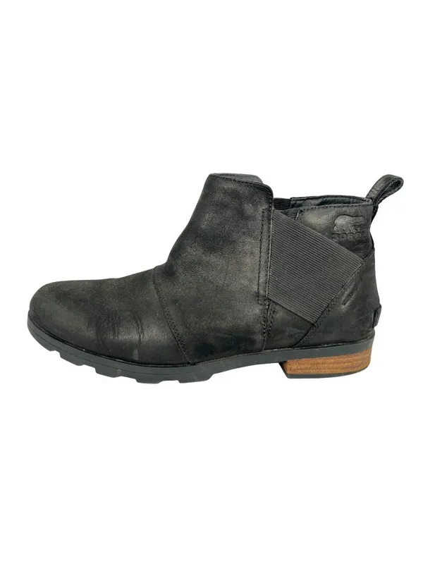 Sorel Emelie Black Leather Chelsea Ankle Boots Size 11 Waterproof Comfort - Image 2