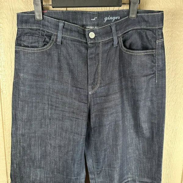 7 For All Mankind Ginger Jeans Womens 32 Blue Wide Leg Trouser Flare Dark Wash - Image 2