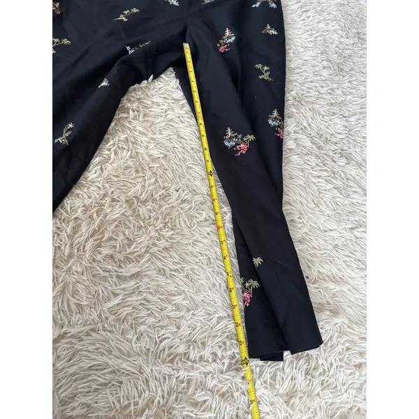 Talbots Black Embroidered Pagoda Palm Tree Wide Leg Pants Size 12‎ - Image 6