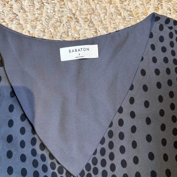 Babaton Gray With Black Polka Dots Satin Cami Professional Dressy‎ Casual Tank S - Image 3