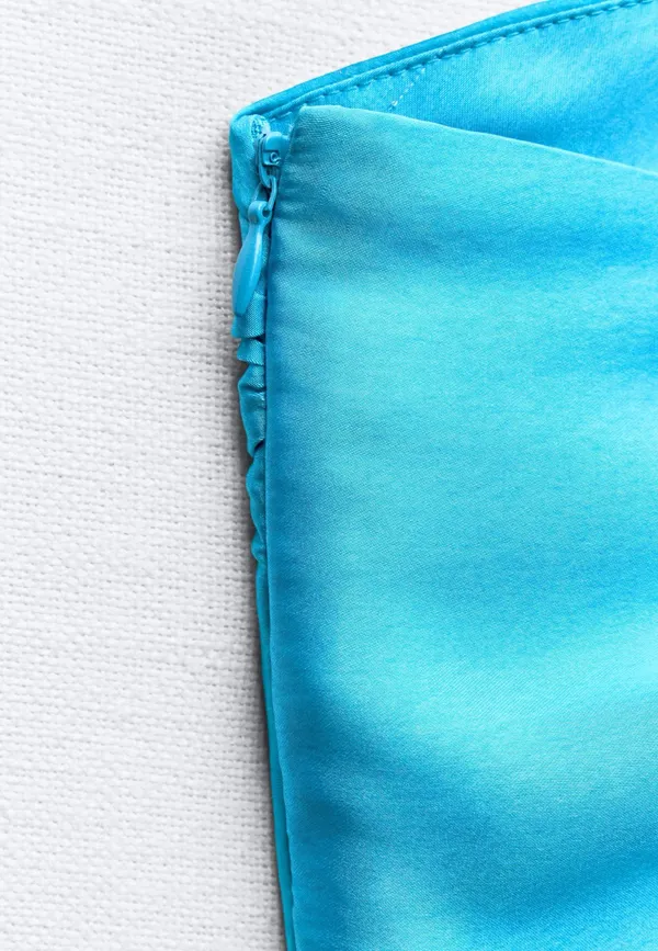 ZARA Asymmetrical Satin Effect Tie Dye Dress - Image 4