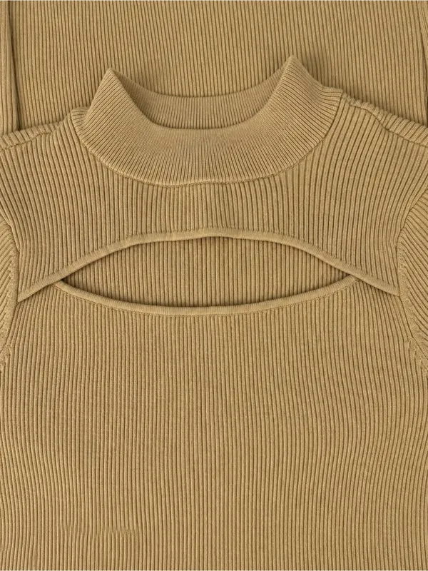 The Drop Chantal Cutout Ribbed Knit Bodycon Midi Sweater Dress M Camel NWT - Image 8