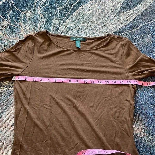 Vintage Lauren Ralph Lauren Brown Longsleeve Top Women’s M Preppy Minimalist Y2K - Image 13