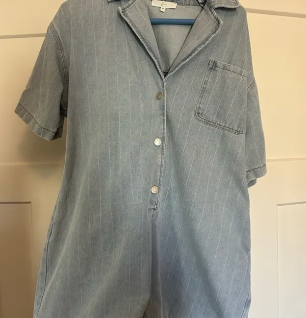 Klesis Light Blue Denim Striped Jumpsuit/Romper - Image 2