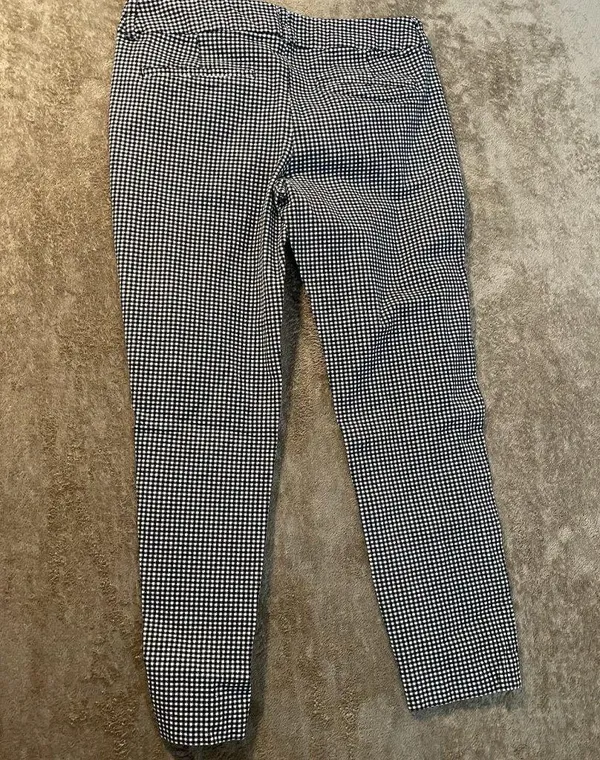 Old Navy Pants Womens 6 Pixie Mid Rise Gingham Plaid Black White Ankle Preppy - Image 3