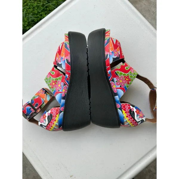 Rare Vintage Dr. Martens Bessie Psychedelic Tattoo Koi Wedge Platform Sandals 11 - Image 6