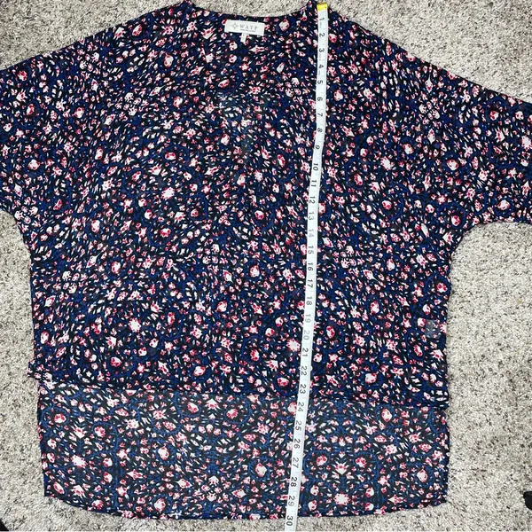 WAYF High Low Floral Faux Wrap Surplice Blouse Top Large 3/4 Sleeve Multicolor - Image 9