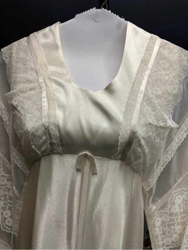 Ivory Satin Lace Maxi Dress - Image 3