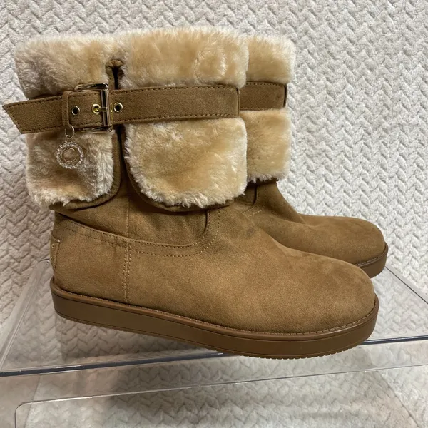 G by Guess Womens Tan Aussie Faux Fur Lined Round Toe Ankle Boot NWOT Size 7M‎ - Image 9