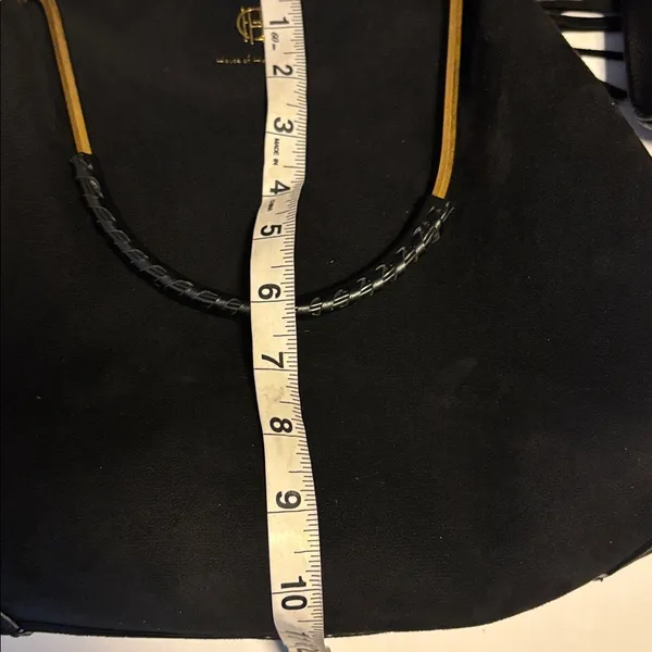 House Of Harlow 1960 Black Suede Bag W/ Shoulder Strap Gold/Brass Toned Handle - Image 16